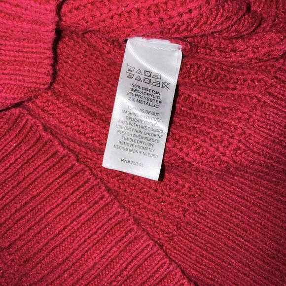 Tahari Red Sparkly Cable Knit Sweater Girls L 14 - Picture 5 of 5